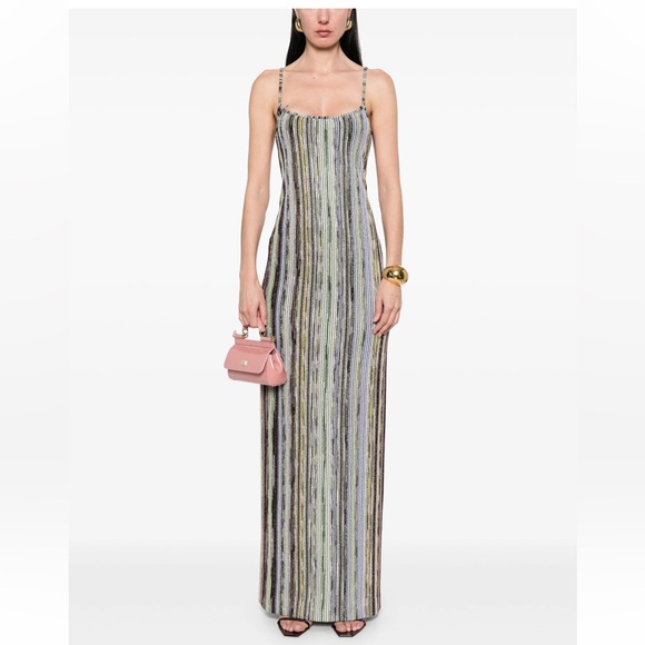 Missoni Long Maxi dress Space Dye Metallic stripe Gown New Size 38 Italy, US 2 - Picture 8 of 12